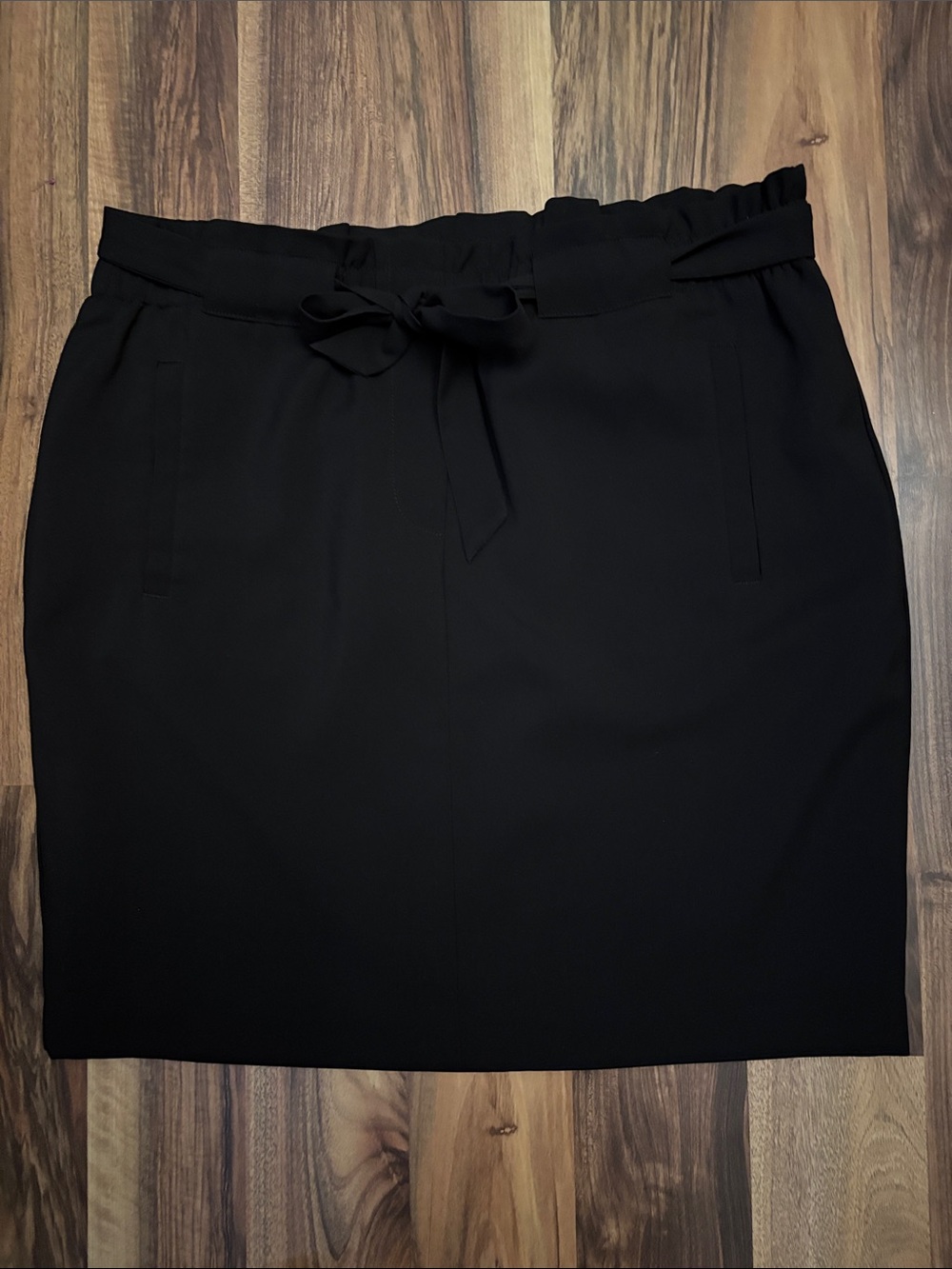 Reitmans Black Paperbag Waist Tie Pencil Skirt